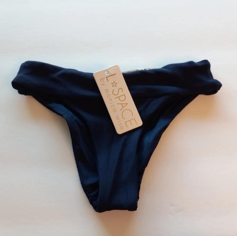 L*Space Veronica Classic Ribbed Swim Bottoms in Midnight Blue